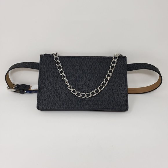 MICHAEL KORS logo pull chain faux-leather belt bag /fanny pack -Black main image 4